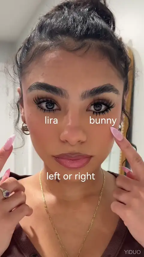 Bunny vs natural lash style &mdash; right eye with bunny clusters