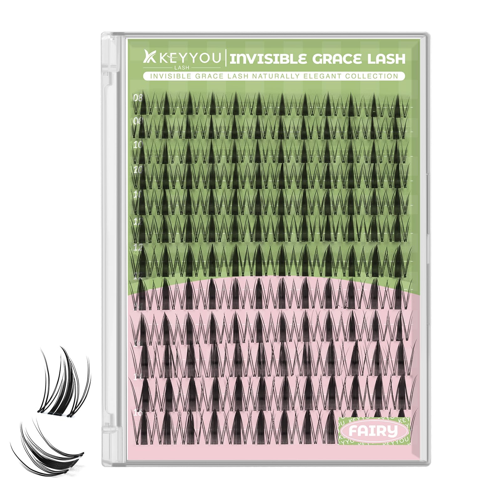 KEYYOU Fairy Lash Clusters Kit — manga D-curl DIY extensions