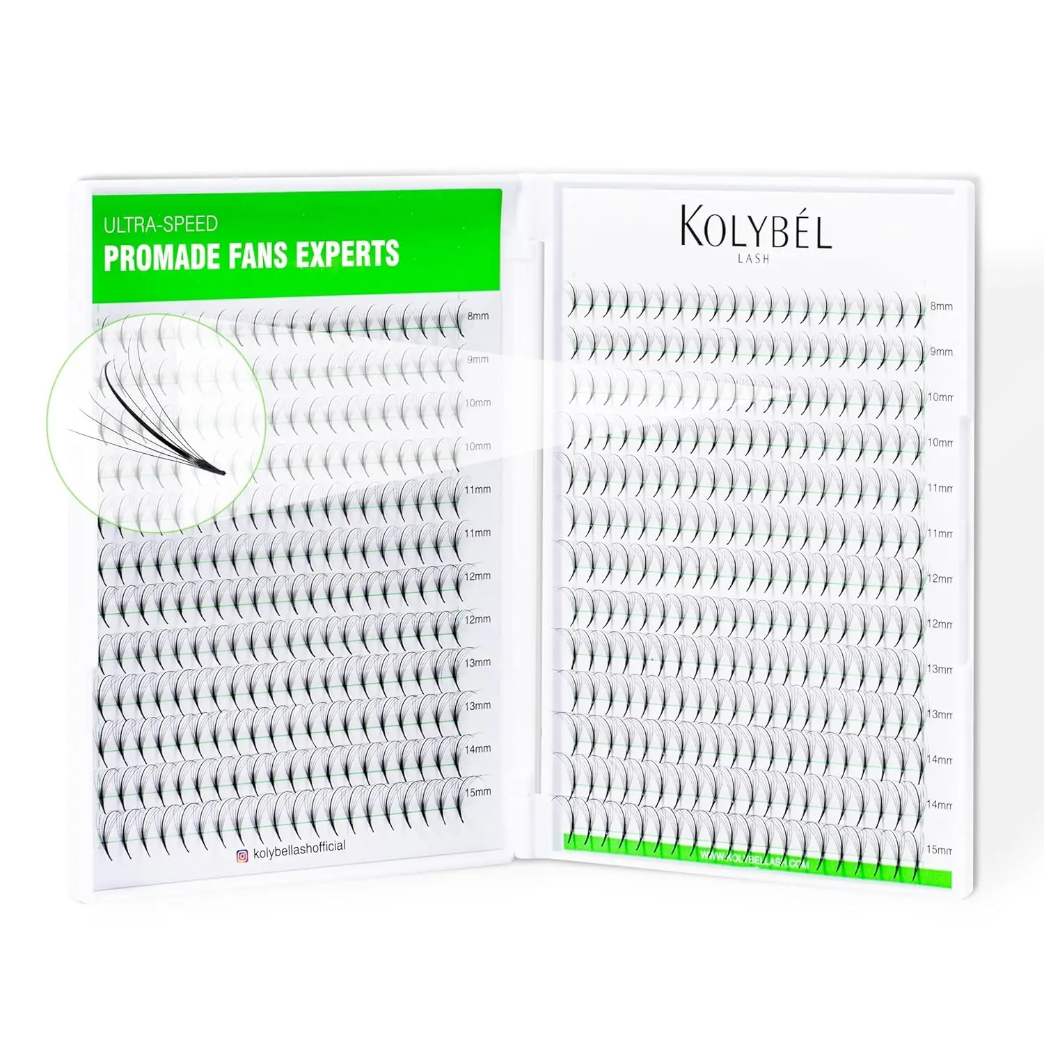 KOLYBEL 500 Premade Fans &mdash; 7D wispy C-curl volume lash extensions