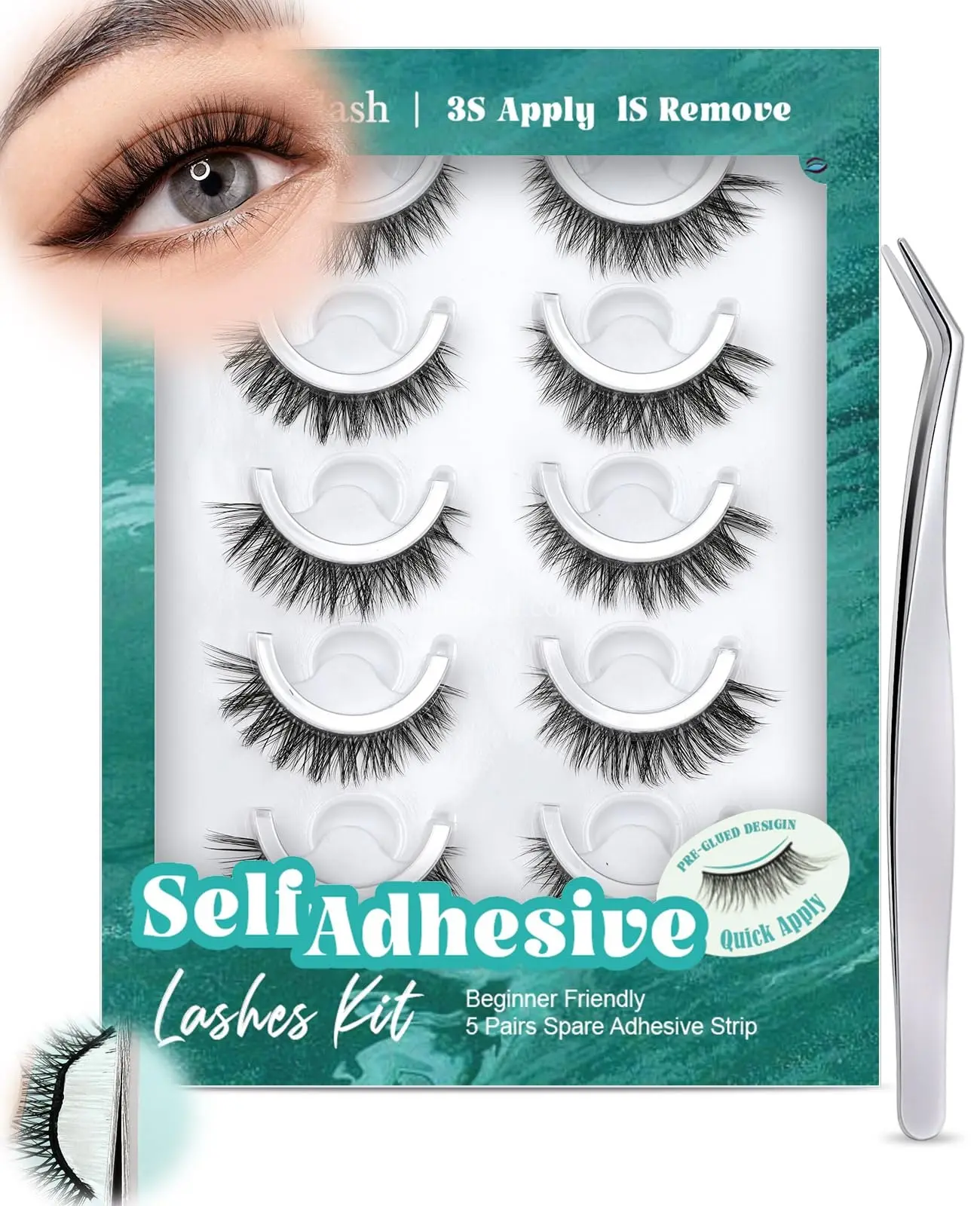 Obeyalash Self Adhesive Preglued Lashes Cat Eye 12mm on model