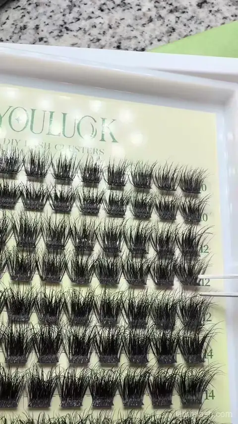 XIUSUZAKI 5D U-Shape crisscross lash clusters showing flat root and wispy D-curl fibers