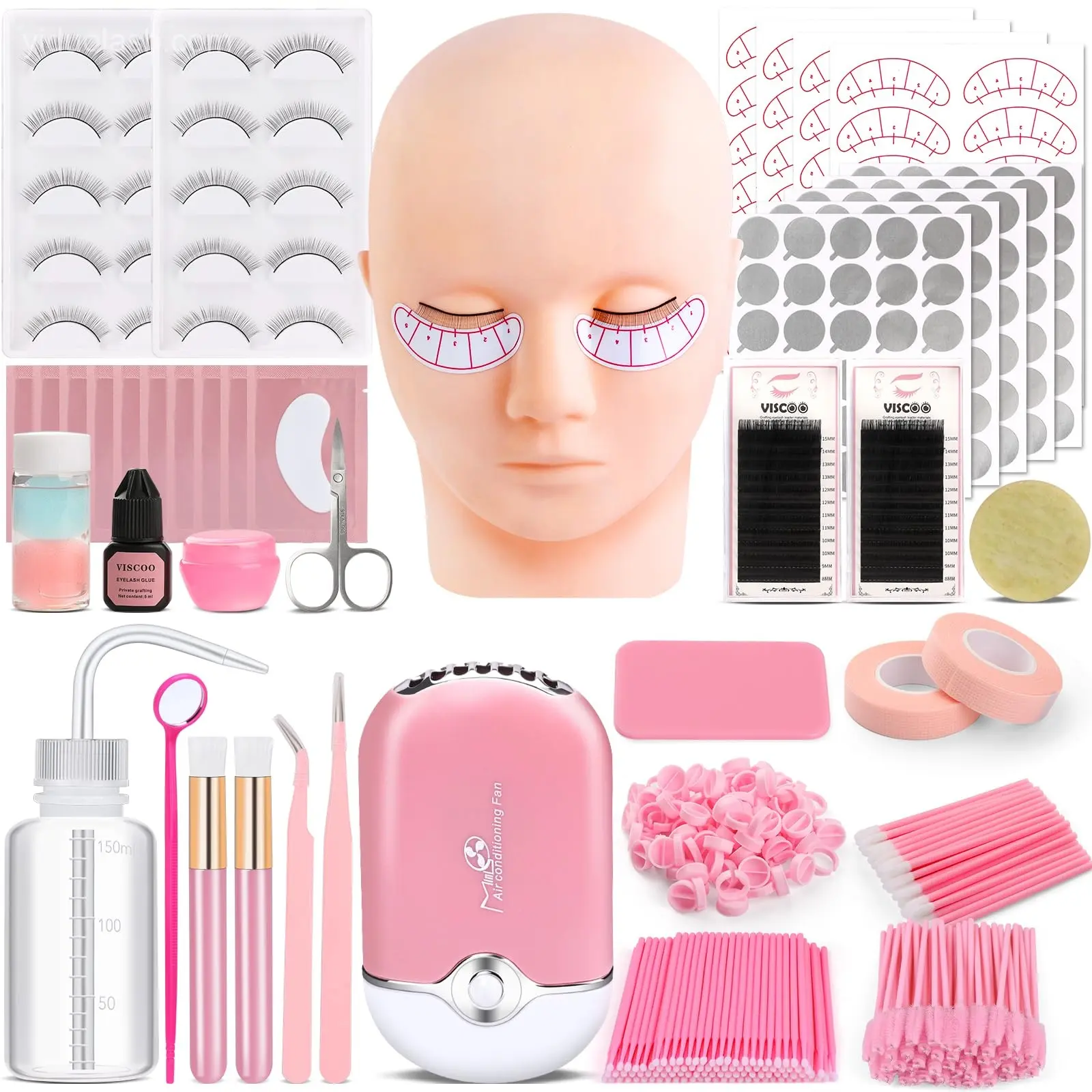 VISCOO Professional Eyelash Extension Kit with Mannequin Head